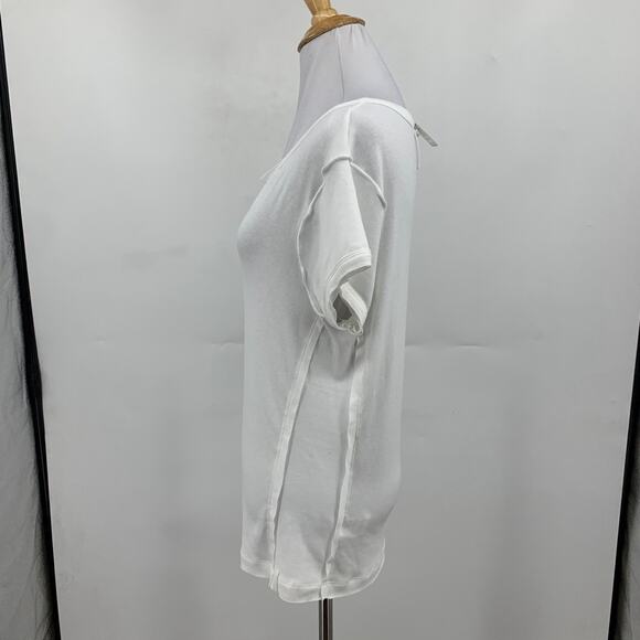 Ces Femme T Shirt Women M Medium Ivory Karley Notch Neck Fitted Short Sleeve Tee - Picture 4 of 12